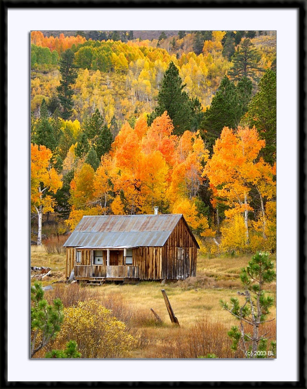 Cabin in the Autumn Woods, (C) 2003 Fine Art Photography by Bill Langton